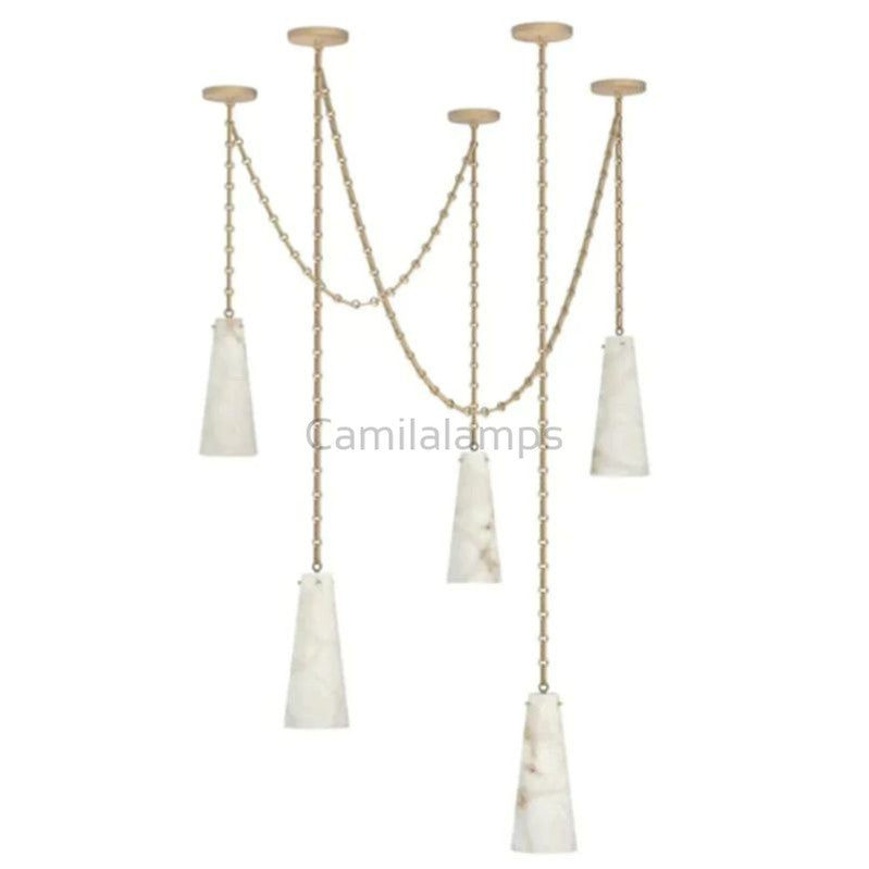 Steven Contemporary Alabaster Chandelier,5-Light Vintage Alabaster Pendant Cluster