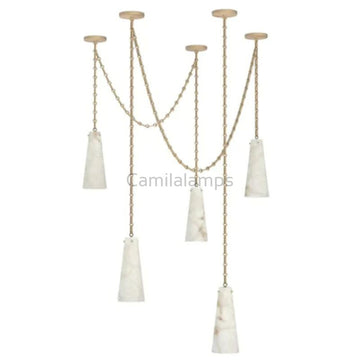 Steven Contemporary Alabaster Chandelier,5-Light Vintage Alabaster Pendant Cluster