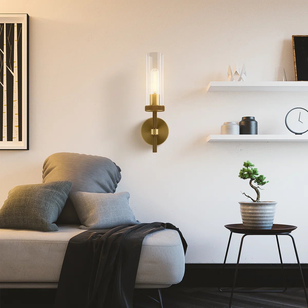 Twining Dimmable Luxury Flush - Mount Wall Sconce Brass - Camilalamps - CA-W110640092-BRS