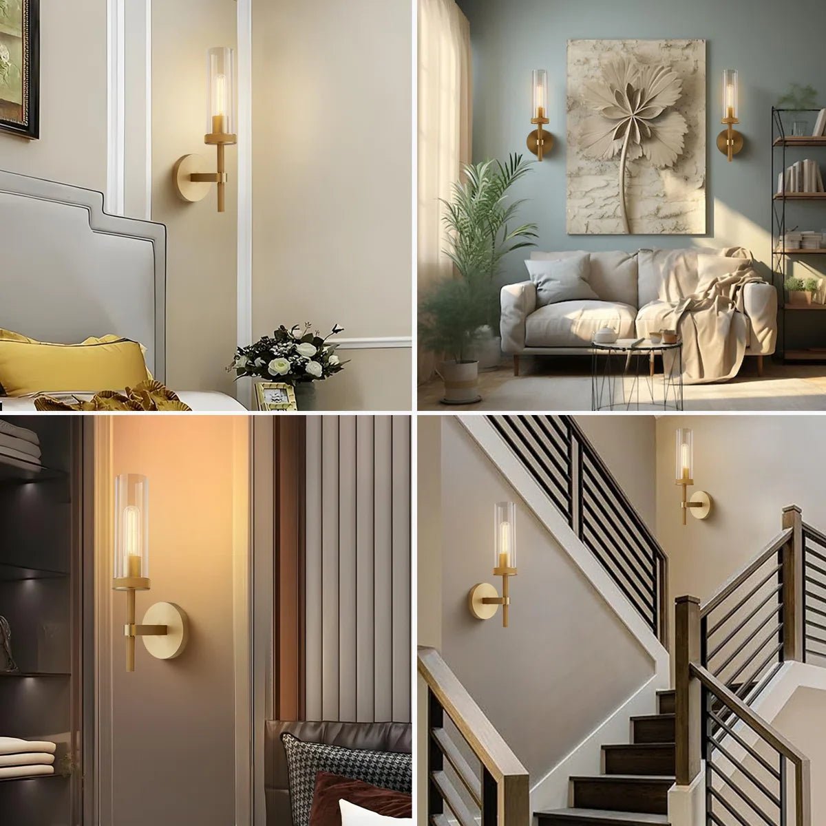 Twining Dimmable Luxury Flush - Mount Wall Sconce Brass - Camilalamps - CA-W110640092-BRS
