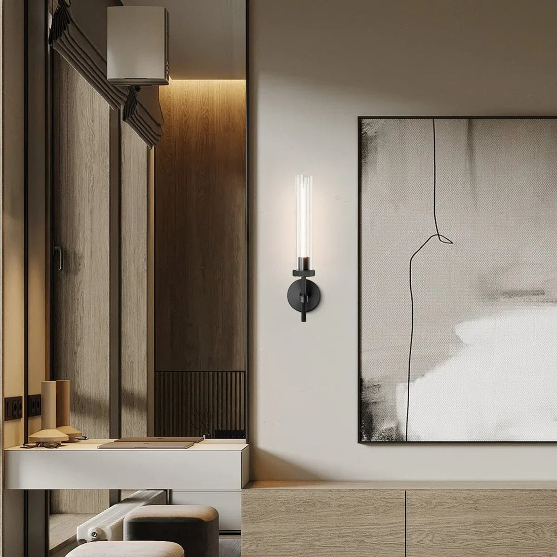 Matte Black Twining 1 - Light Dimmable Luxury Flush Mounted Wall Sconce - Camilalamps - CA-W110640092