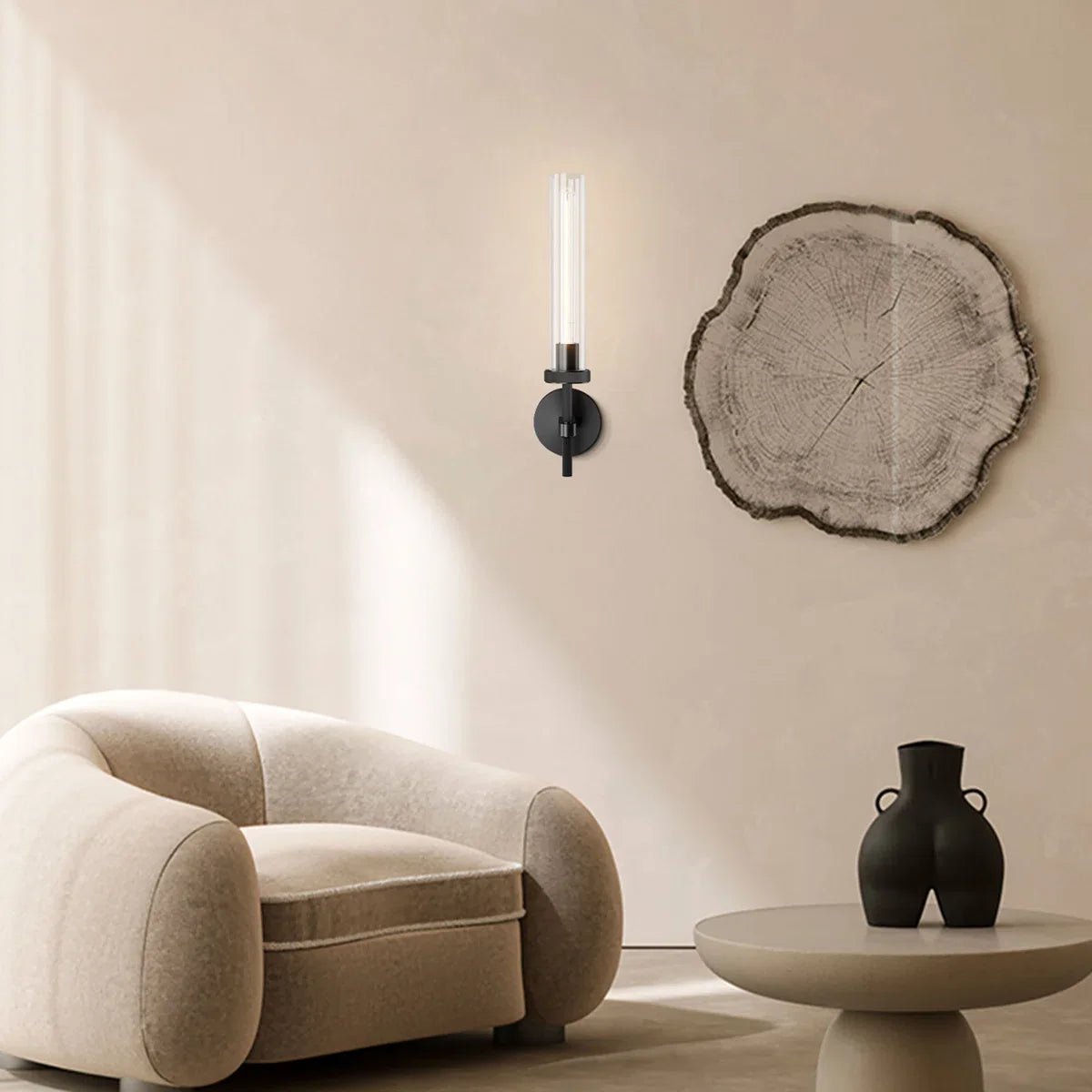 Matte Black Twining 1 - Light Dimmable Luxury Flush Mounted Wall Sconce - Camilalamps - CA-W110640092