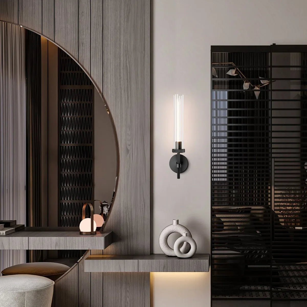 Matte Black Twining 1 - Light Dimmable Luxury Flush Mounted Wall Sconce - Camilalamps - CA-W110640092