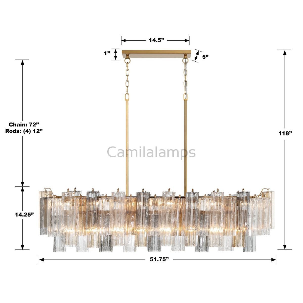 Addis Linear Chandelier 51'' - Camilalamps - CA - Addis - 112