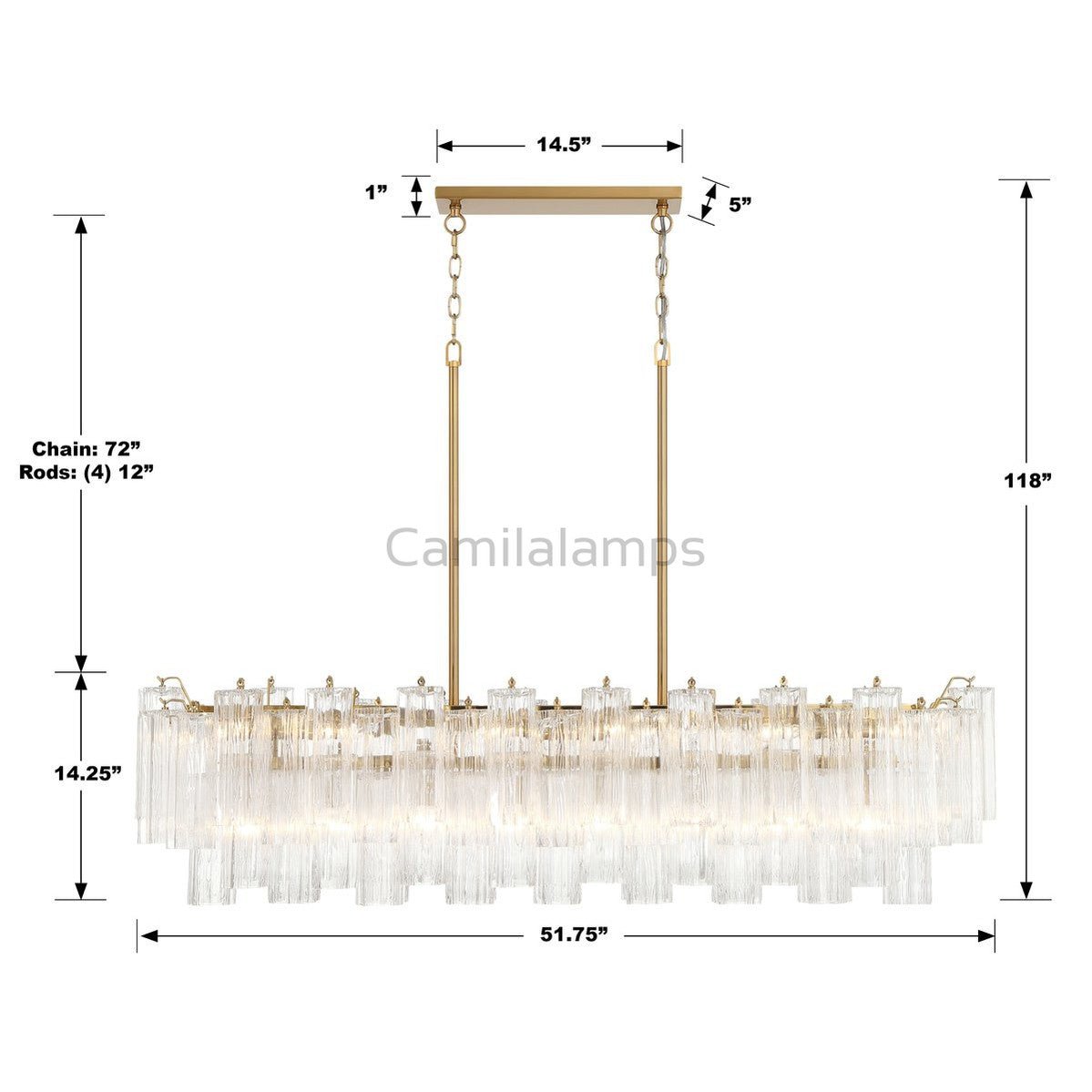 Addis Linear Chandelier 51'' - Camilalamps - CA - Addis - 112