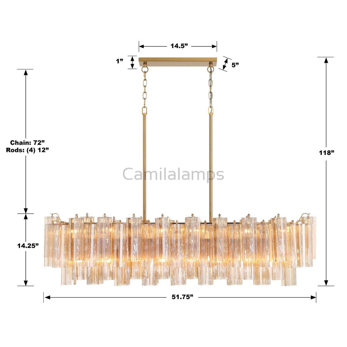 Addis Linear Chandelier 51'' - Camilalamps - CA - Addis - 112