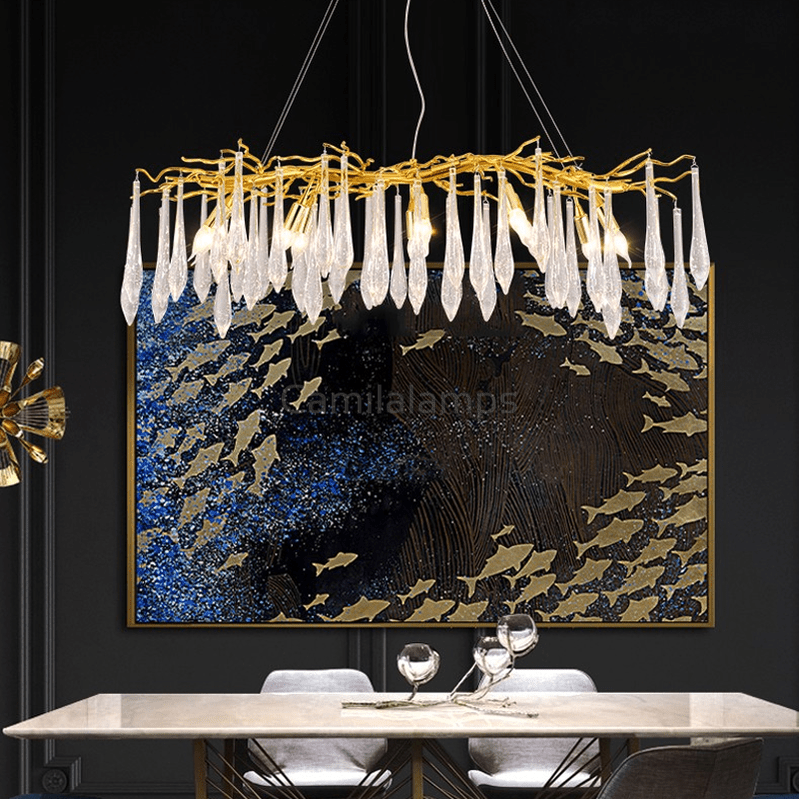 Agnes Aluminum Branch Crystal Chandelier For Dining Room - Camilalamps - ILM0600