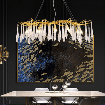 Agnes Aluminum Branch Crystal Chandelier For Dining Room - Camilalamps - ILC0600