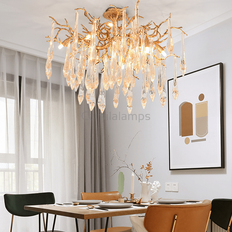 Agnes Brass Branch Crystal Ceiling Light - Camilalamps - ILM0518
