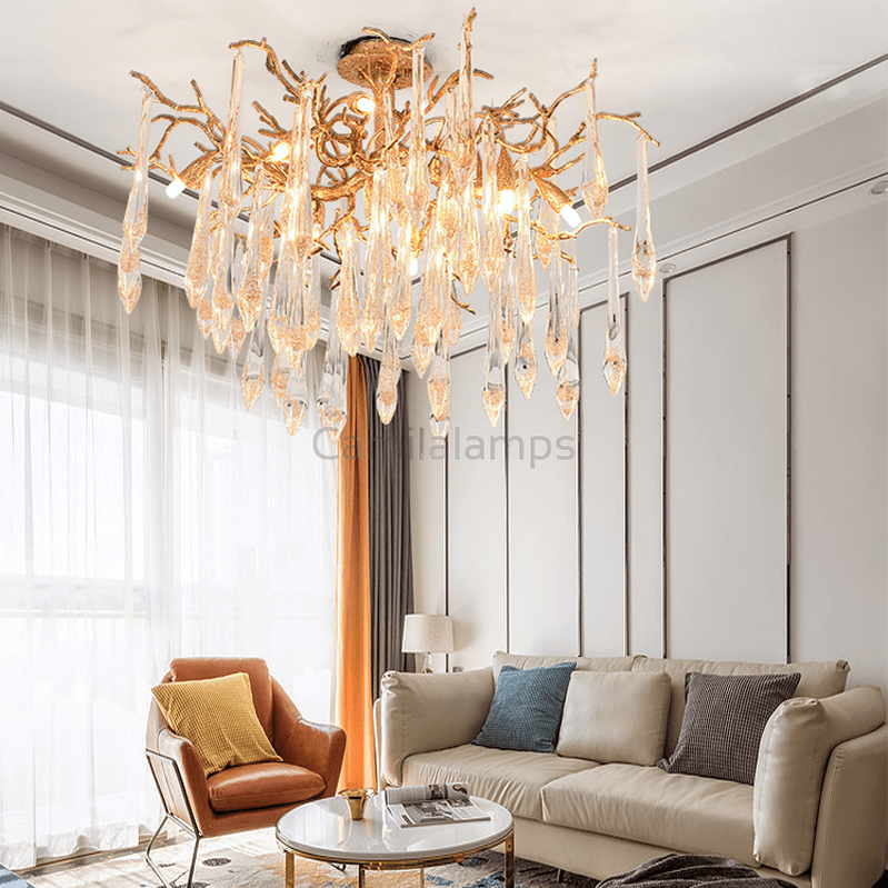 Agnes Brass Branch Crystal Ceiling Light - Camilalamps - ILM0520