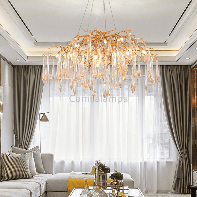 Agnes Brass Branch Crystal Chandelier - Camilalamps - ILM0495