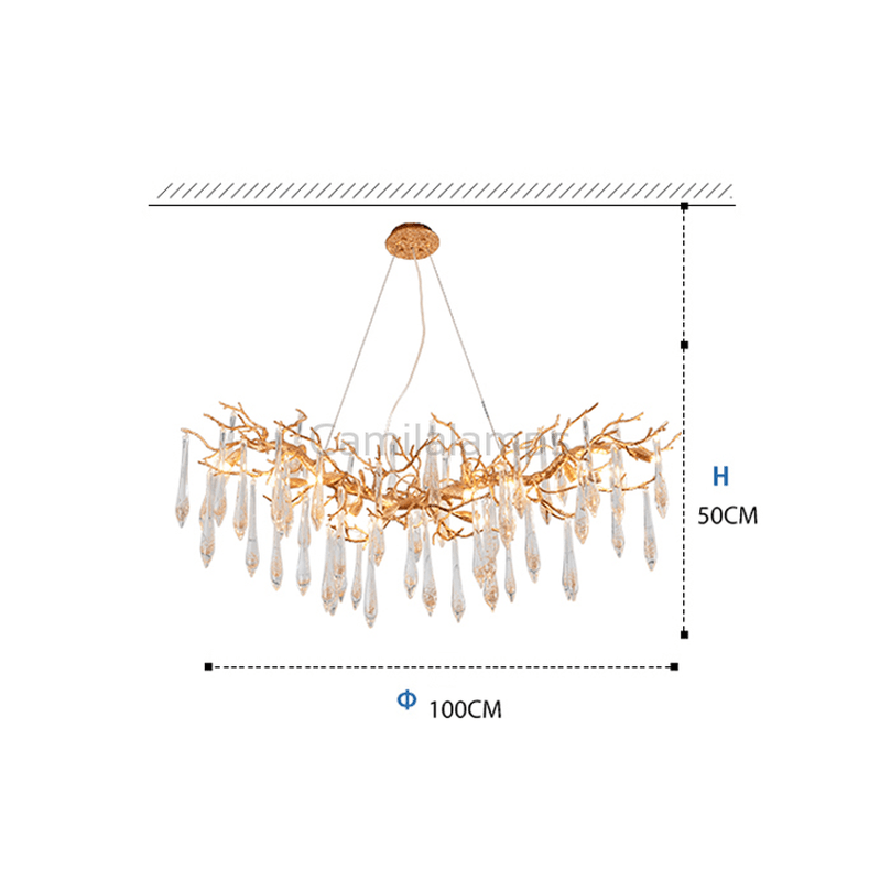 Agnes Brass Branch Crystal Chandelier For Dining Room - Camilalamps - ILM0512