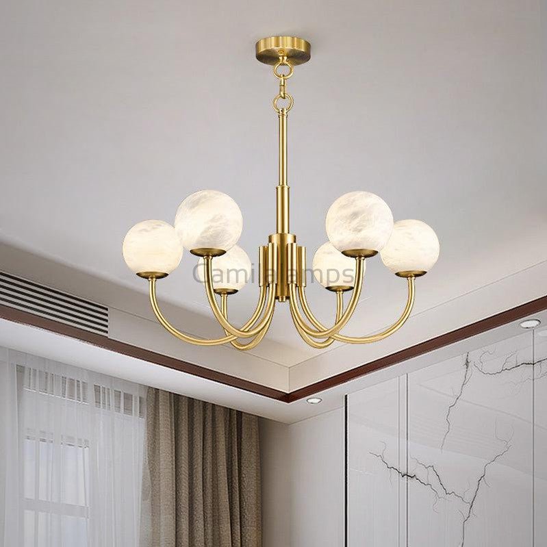 Alabaster Anne Brass Art Chandelier - Camilalamps - Alaba - 96 - 31.5" - 2