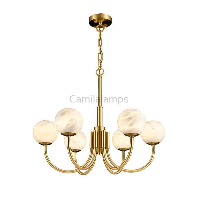 Alabaster Anne Brass Art Chandelier - Camilalamps - Alaba - 96 - 31.5" - 2