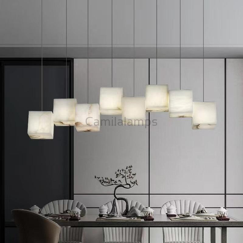 Alabaster Box Linear Chandelier - Camilalamps - Alaba - 1607 - 6 hea - White - 1