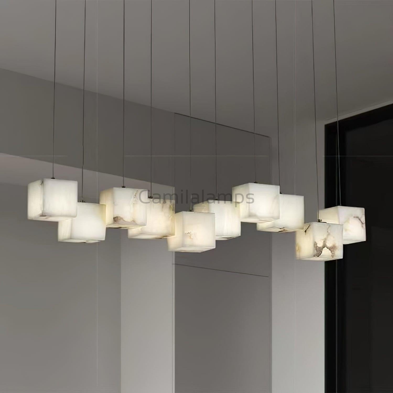 Alabaster Box Linear Chandelier - Camilalamps - alaba-11607-16 hea-1White-11