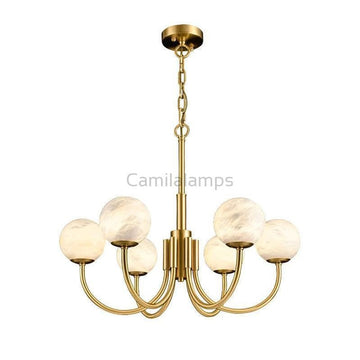 Alabaster Brass Chandelier 25.6" 31.5" - Camilalamps - Alabas - 0101