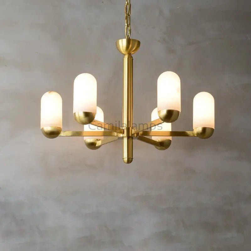 Alabaster Brass Chandelier Living Dining Lighting - Camilalamps - alaba-11369-16 Lig-11