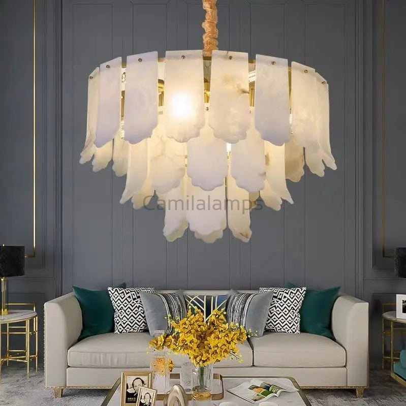 Alabaster Brass Multi - Layer Chandelier Lamp - Camilalamps - alaba-11358-13 Lay-12