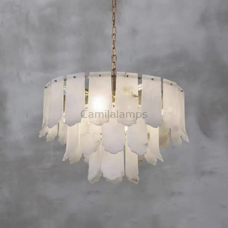 Alabaster Brass Multi - Layer Chandelier Lamp - Camilalamps - alaba-11358-12 Lay-11