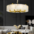 Alabaster Brass Round Chandelier Lighting - Camilalamps - Alaba - 1361 - 23.62 - 1