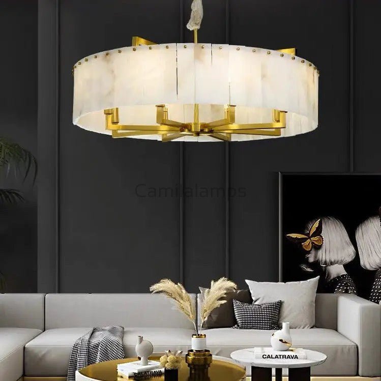 Alabaster Brass Round Chandelier Lighting - Camilalamps - alaba-11361-123.62-11