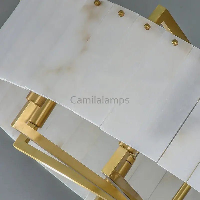 Alabaster Brass Round Chandelier Lighting - Camilalamps - Alaba - 1361 - 31.49 - 2