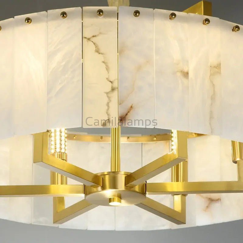Alabaster Brass Round Chandelier Lighting - Camilalamps - alaba-11361-131.49-12