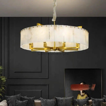 Alabaster Brass Round Chandelier Lighting - Camilalamps - alaba-11361-123.62-11