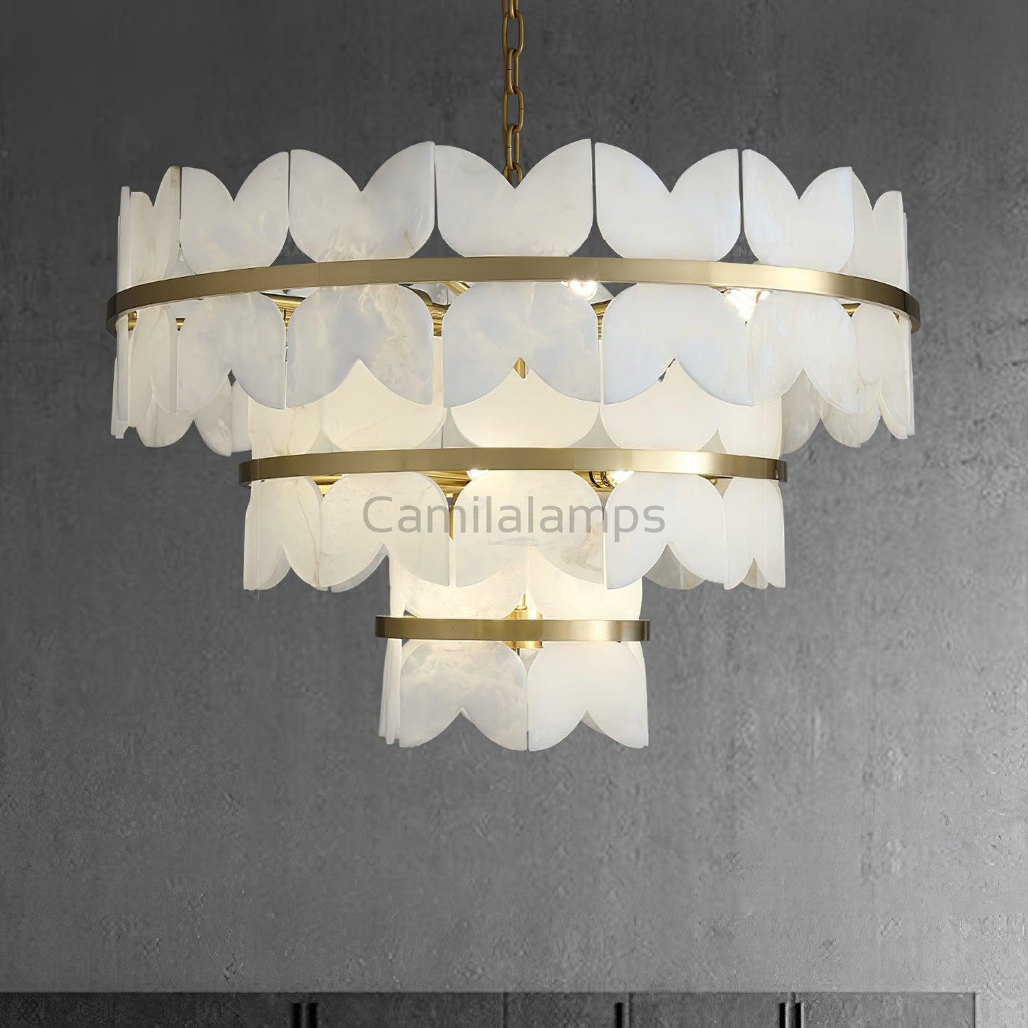 Alabaster Cloudscape Chandelier with 1/2 layer - Camilalamps - Alaba - 1709 - 3 lay - 7