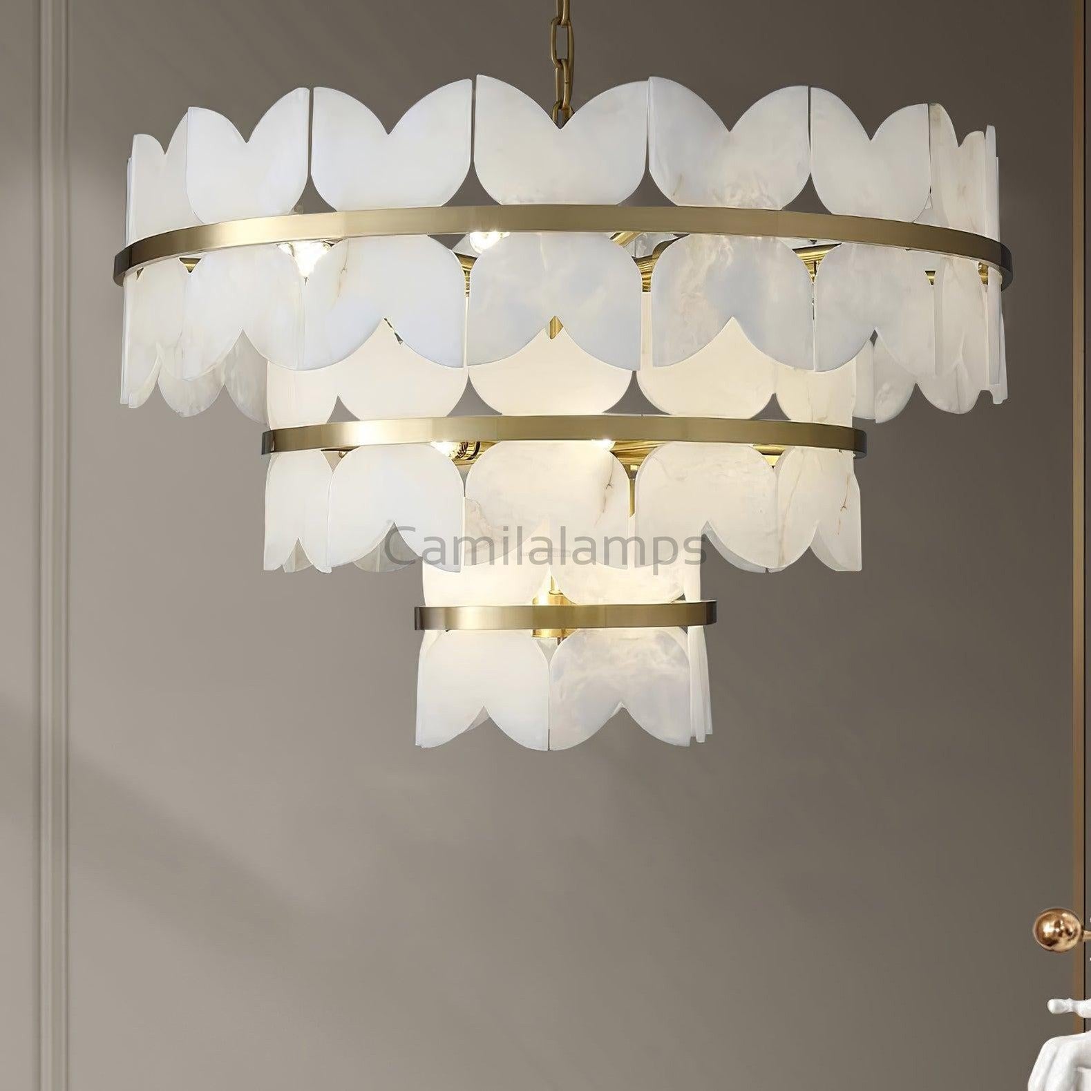 Alabaster Cloudscape Chandelier with 1/2 layer - Camilalamps - alaba-11709-13 lay-17
