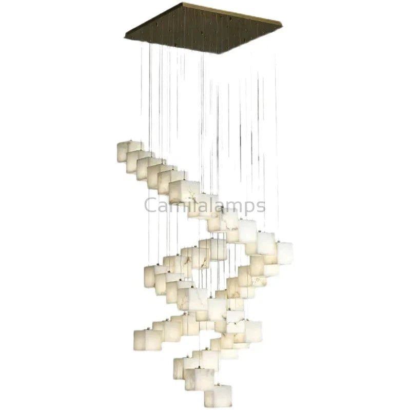 Alabaster Cubic Chandelier For Staircase - Camilalamps - CAM - AB1137
