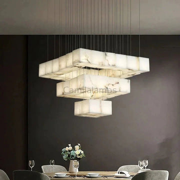 Alabaster Cubic Chandelier For Staircase - Camilalamps - CAM - AB1135