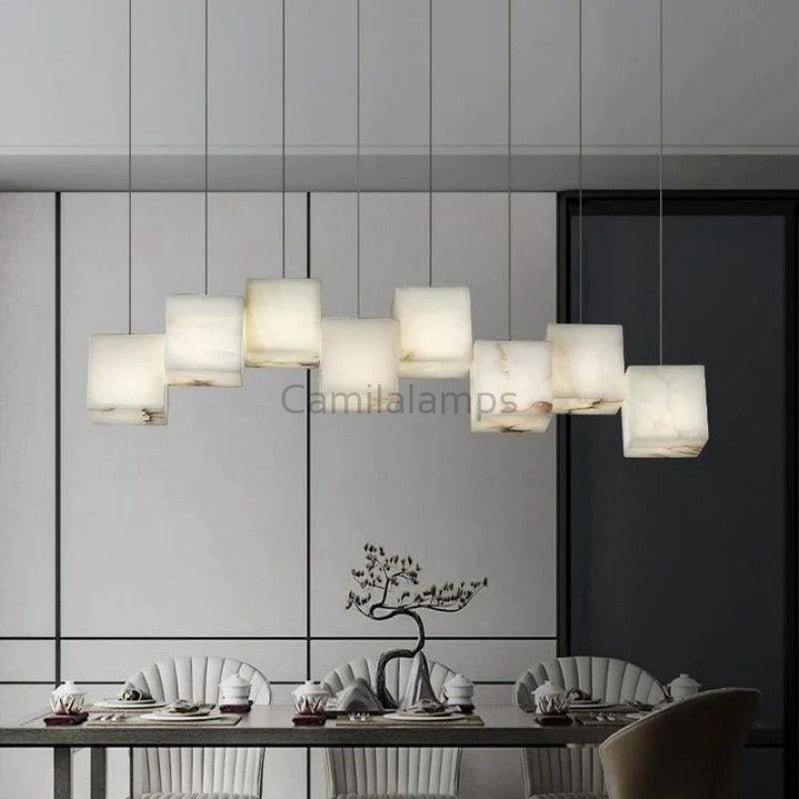 Alabaster Cubic Linear Chandelier - Camilalamps - Alabas - 00651