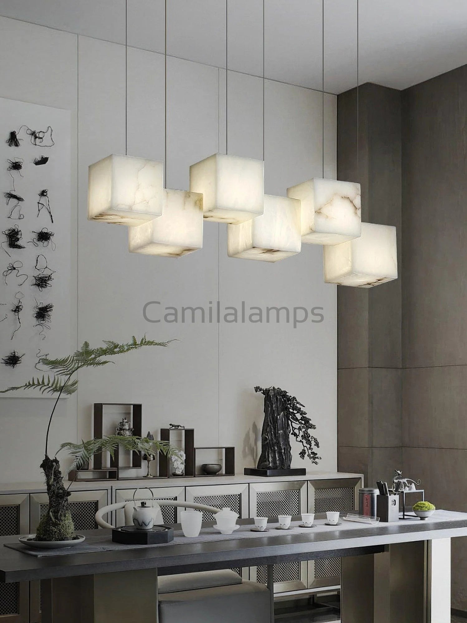 Alabaster Cubic Linear Chandelier - Camilalamps - alabas-100651