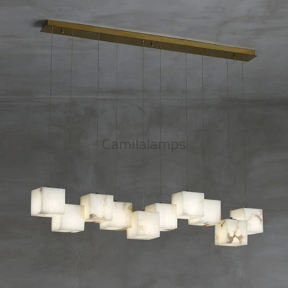 Alabaster Cubic Linear Chandelier - Camilalamps - alabas-100662