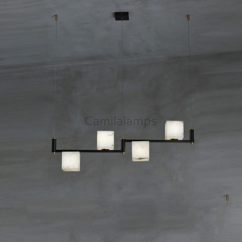 Alabaster Cubic Linear Island Chandelier - Camilalamps - CaC-1aLB-12