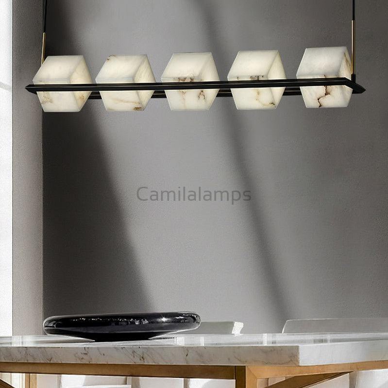 Alabaster Cubic Linear Island Chandelier - Camilalamps - CaC-1aLB-13