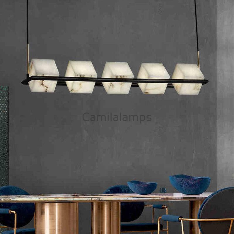 Alabaster Cubic Linear Island Chandelier - Camilalamps - CAM - ALB - 2