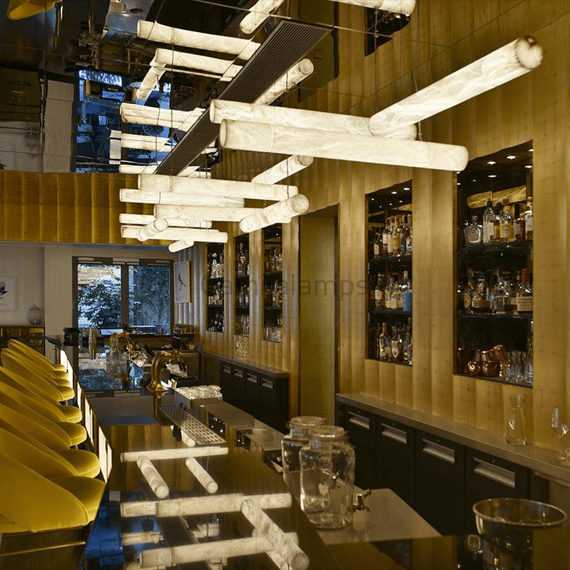 Alabaster Cylindrical Linear Pendant Light - Camilalamps - CA - 0053