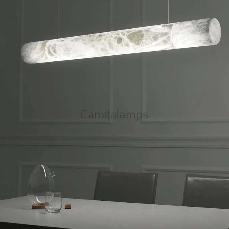 Alabaster Cylindrical Linear Pendant Light - Camilalamps - CA - 0053