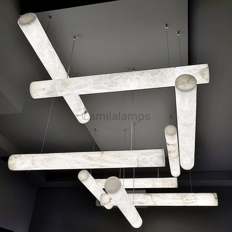 Alabaster Cylindrical Linear Pendant Light - Camilalamps - CA - 0053