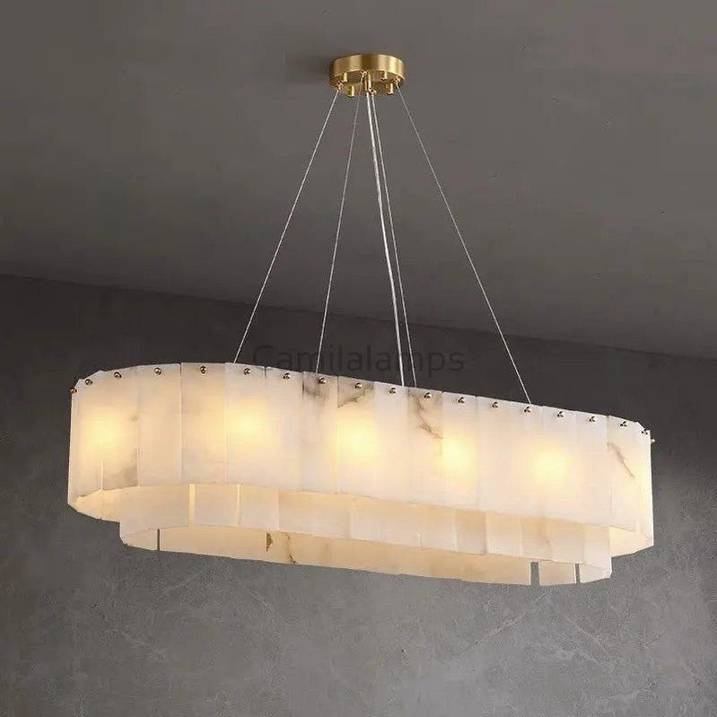 Alabaster Dining Room Round Chandelier Lighting - Camilalamps - Alaba - 1360 - 1