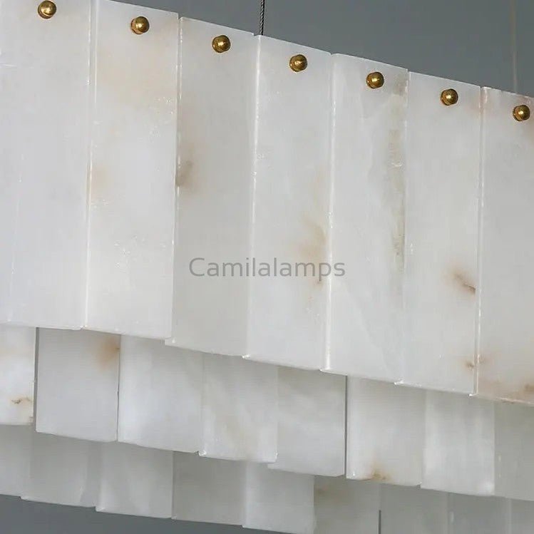 Alabaster Dining Room Round Chandelier Lighting - Camilalamps - Alaba - 1360 - 1