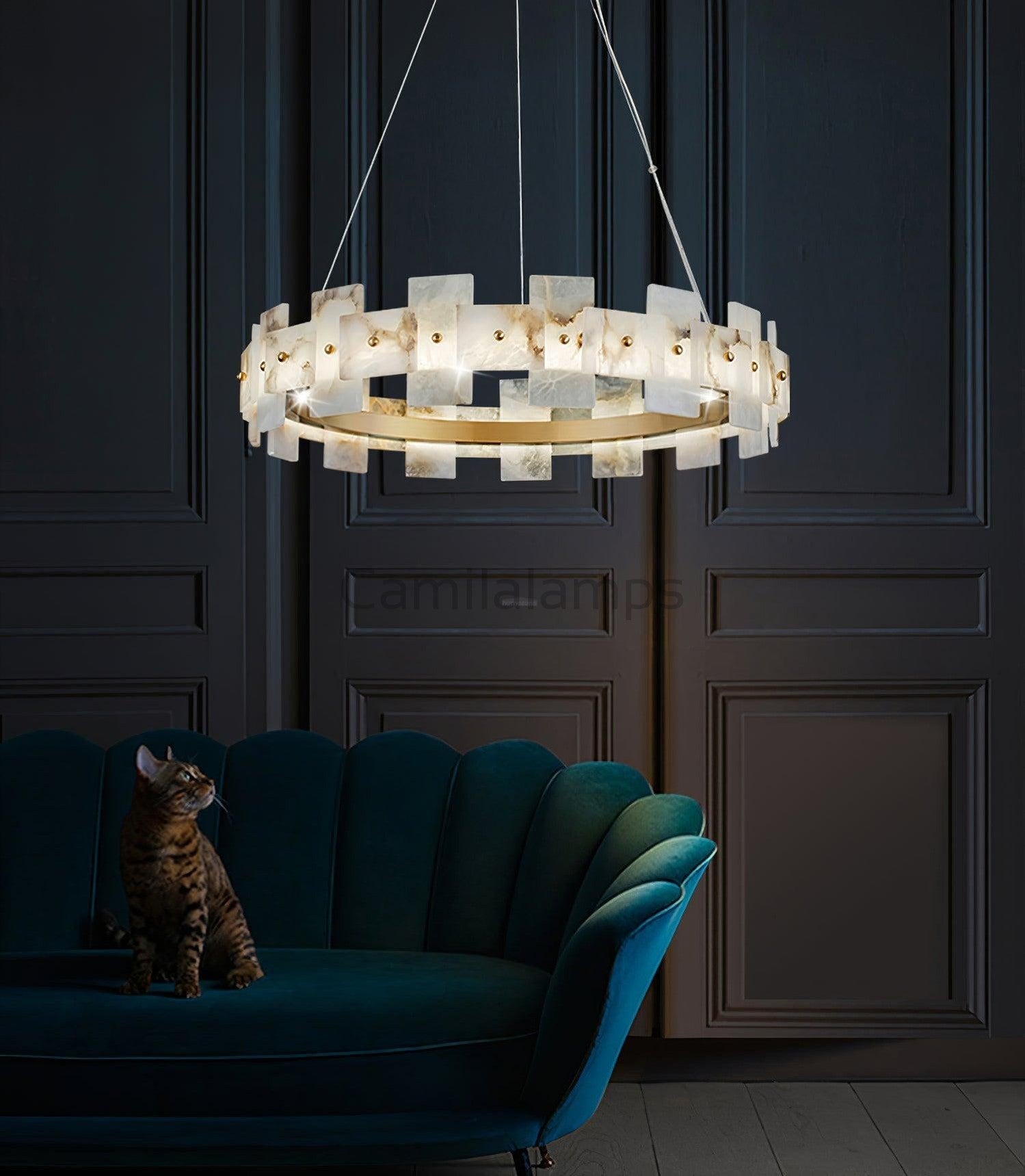 Alabaster Halo Chandelier 23.6''31.5'' - Camilalamps - alaba-11860-1Codel-1Brass-13