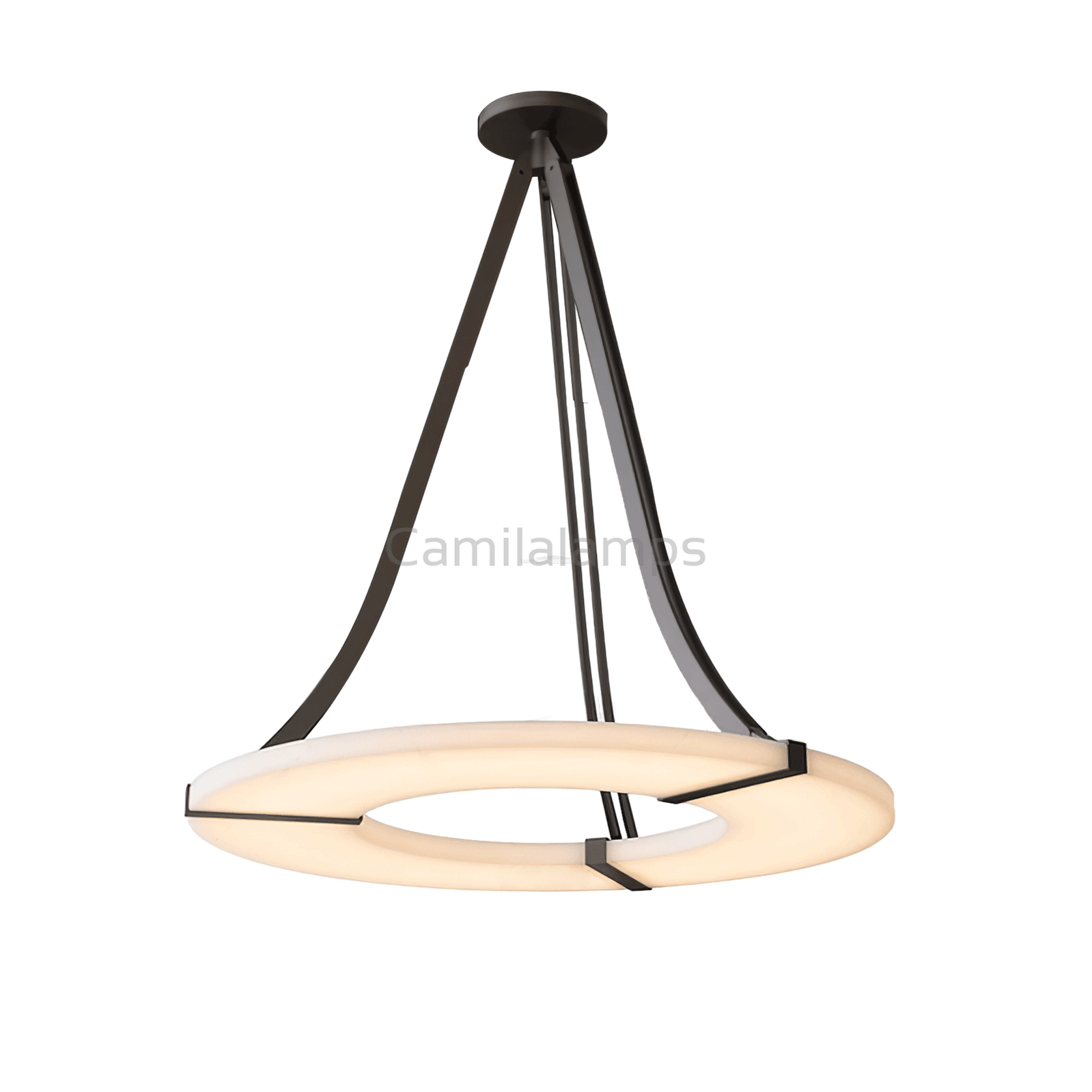 Alabaster Halo Round Chandelier - Camilalamps - Alaba - 1711 - ? 23. - Black - Warm - 1