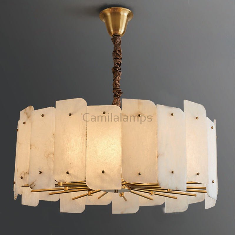 Alabaster Lorry Round Chandelier 20" 31" - Camilalamps - Alaba - 1297 - D20" - 1