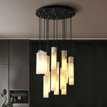 Alabaster Modern Cylindrical Round Chandelier 79"H - Camilalamps - alabas-101331