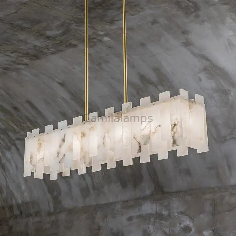 Alabaster Modern Rectangular Dining Room Chandeliers - Camilalamps - alaba-11366-1-11