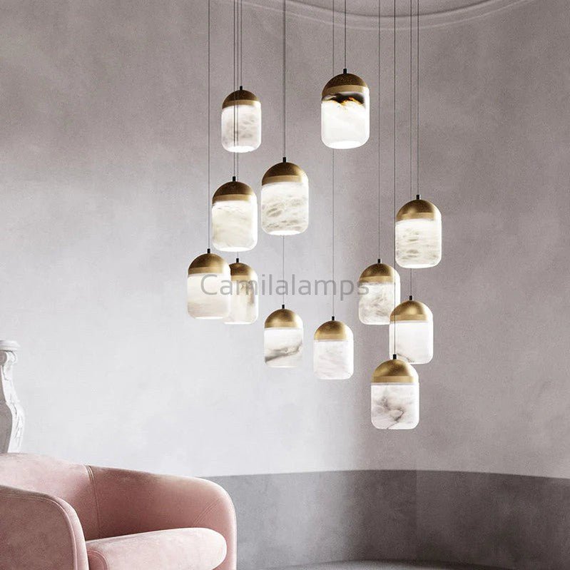 Alabaster Modern Staircases Pendant Chandelier - Camilalamps - Alaba - 808
